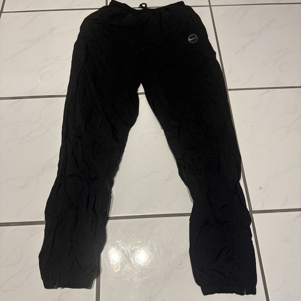 Nike Nylon VTG Track Pants Baggy Drill Swoosh Y2k Cuffed Ankle Zip Drawstring M